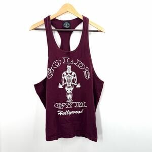 Vintage Gold's Gym Burgundy Stringer Tank Top Hollywood Mens Large